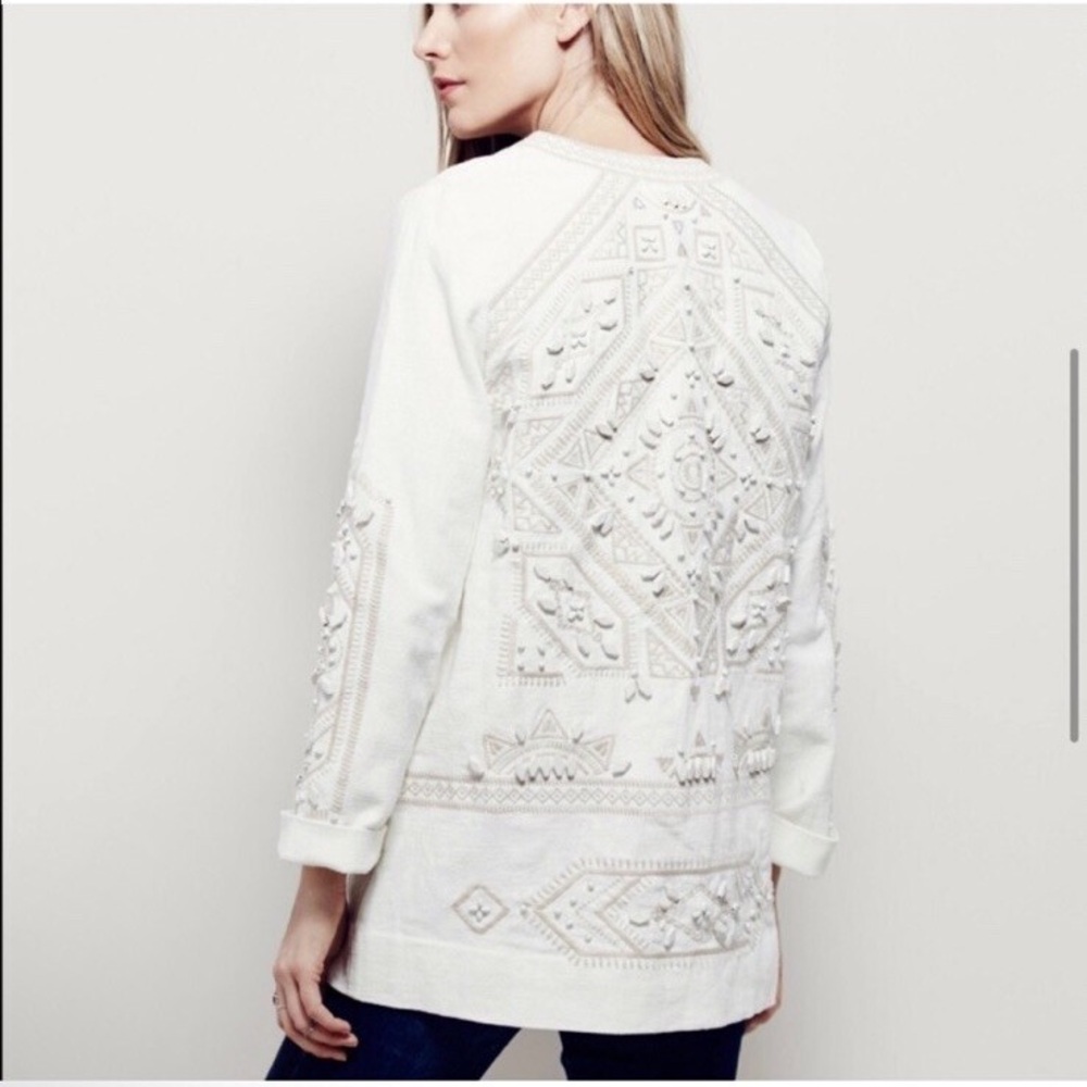 Free People Embroidered Easy Open Jacket